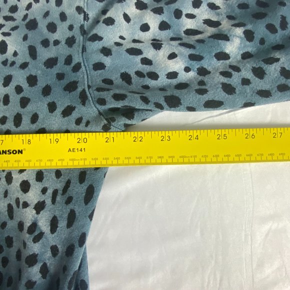 Monrow Hoodie Women XS Cropped Zip Up Cheetah Print Blue Jacket - Picture 8 of 14